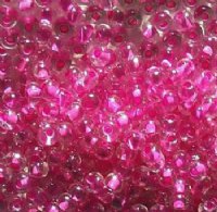 50g 6/0 Hot Pink Lined Crystal Seed Beads